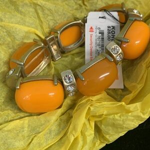 Kohl’s Orange and Gold Bracelet some shelf wear stretchy